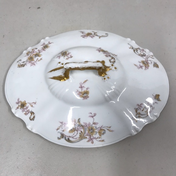 Haviland Limoges Lidded Tureen w Pink Flowers & Gold Trim France - Picture 9 of 9